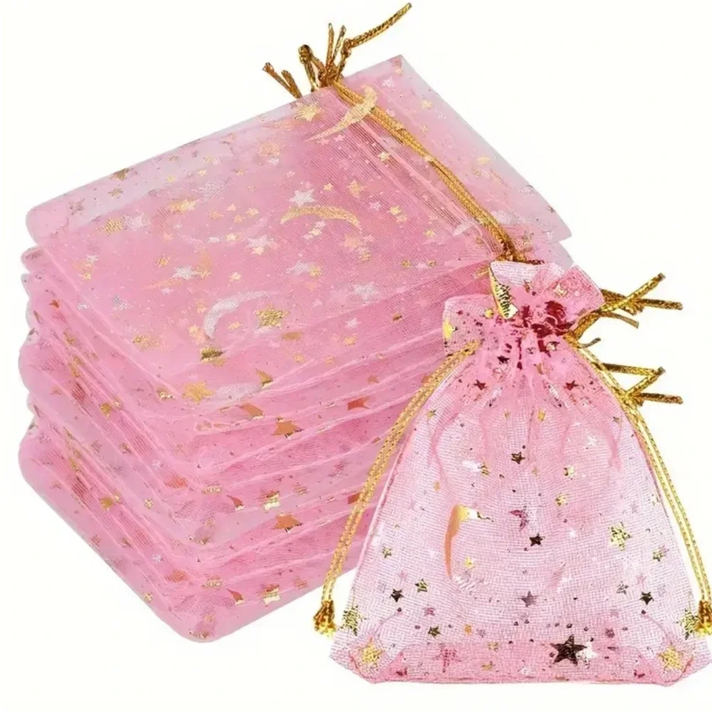 Vibrant Organza Favor Bags with Drawstring Closure mix colors 20 per bundle